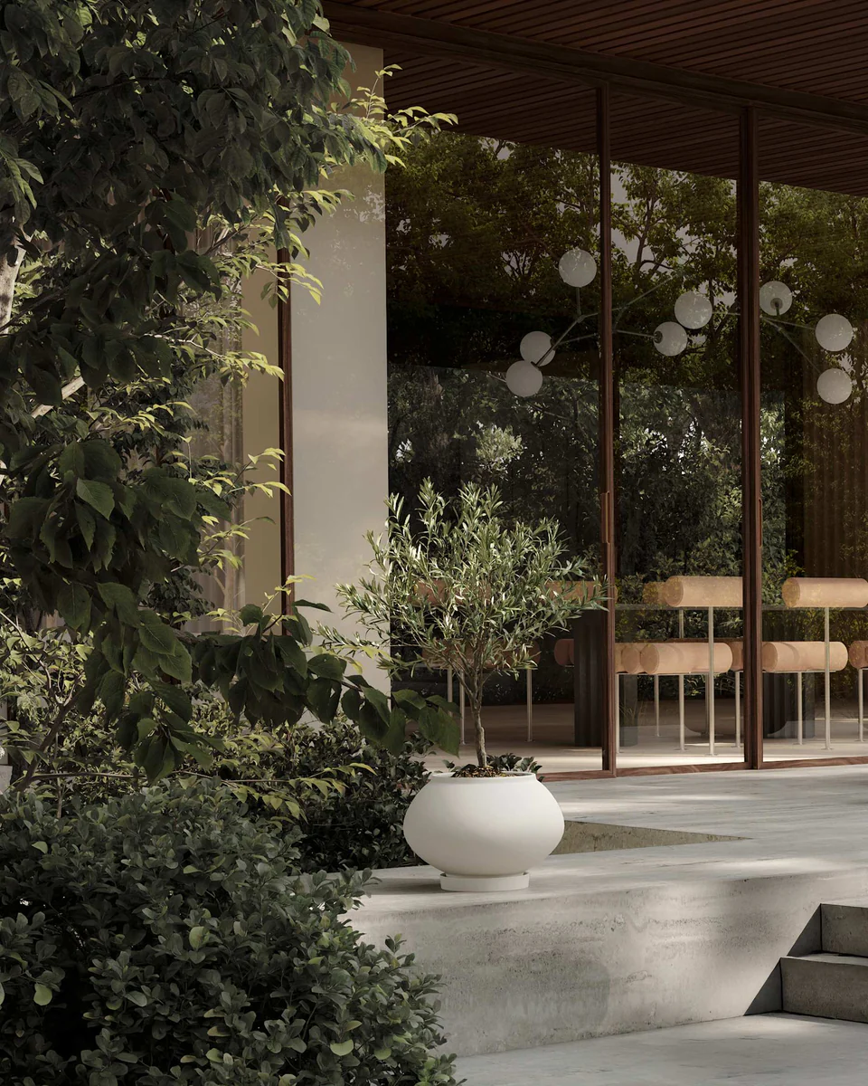 素直植栽盆, 霧面胖中 - 樺木色