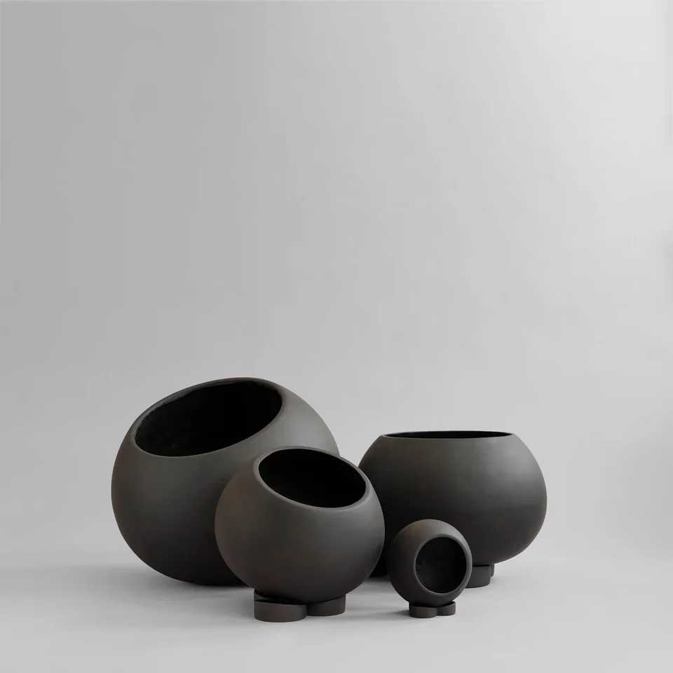 海膽花盆,小 - 咖啡色