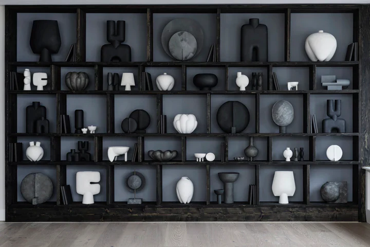 綻放陶盤,大 - 深灰色