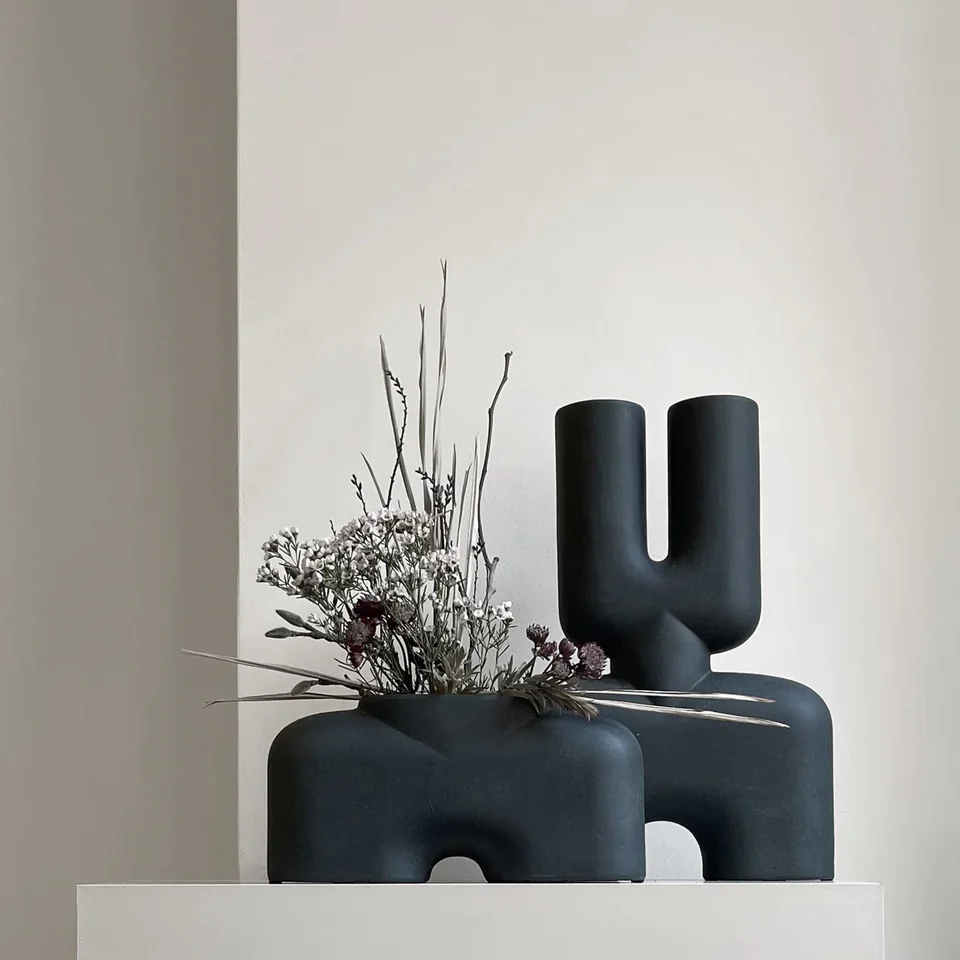 眼鏡蛇花瓶,中型 - 黑色