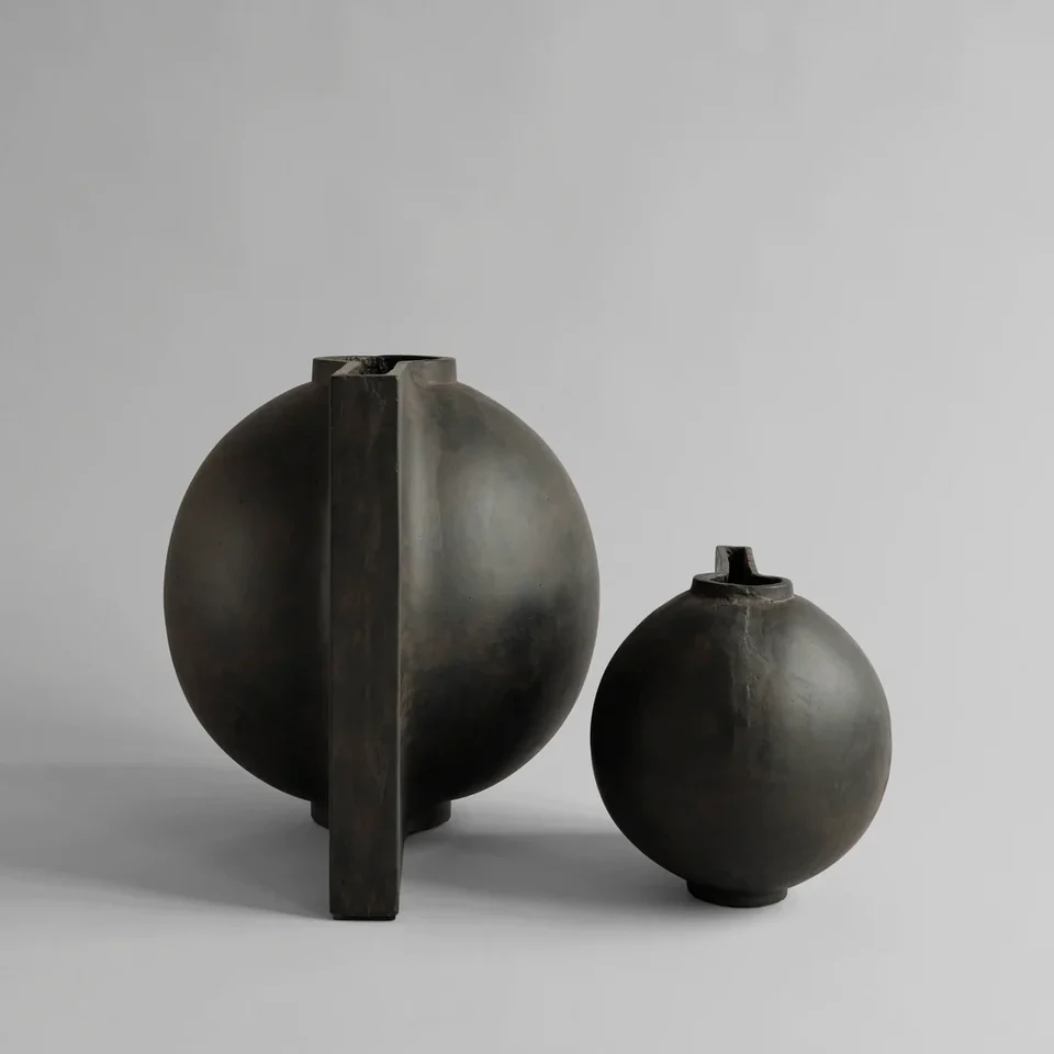 偏移花瓶,大 - 咖啡色