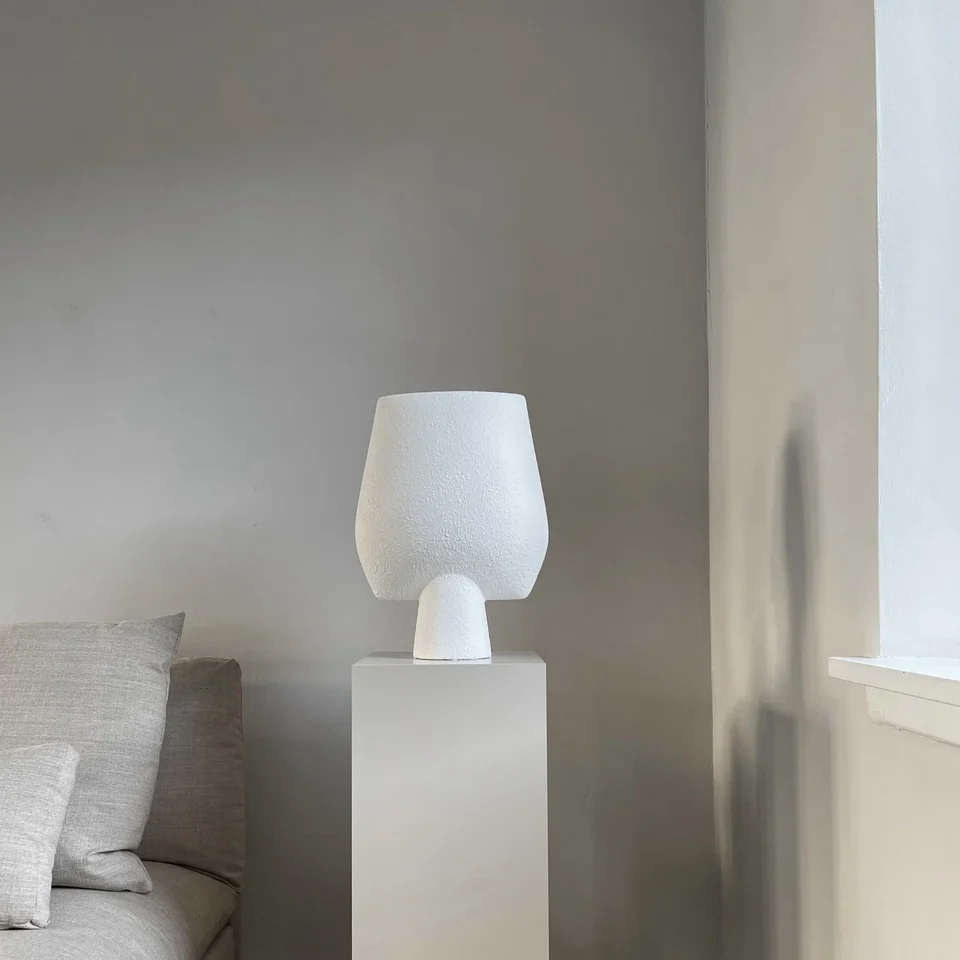 球形花瓶,四方形,大 - 泡泡白