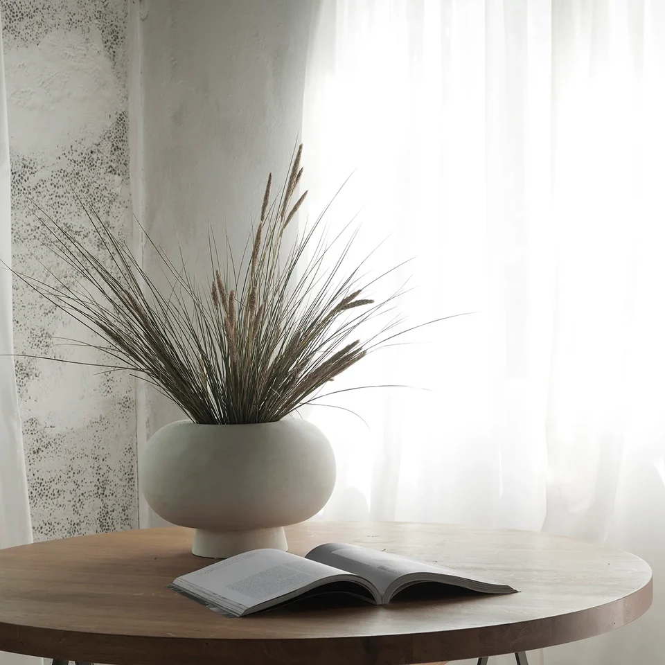 Kabin 圓形花瓶,寬口 - 骨白色