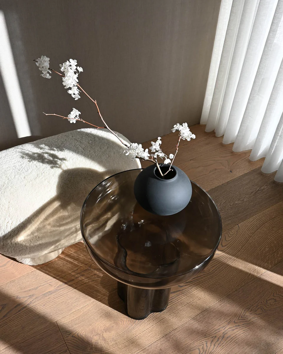 素直花瓶,胖型,迷你 - 黑色