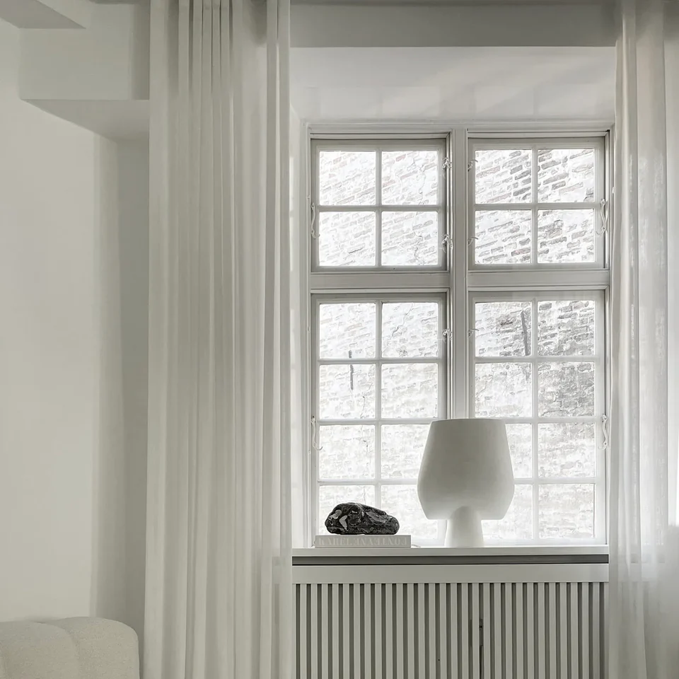 球形花瓶,四方形,大 - 骨白色