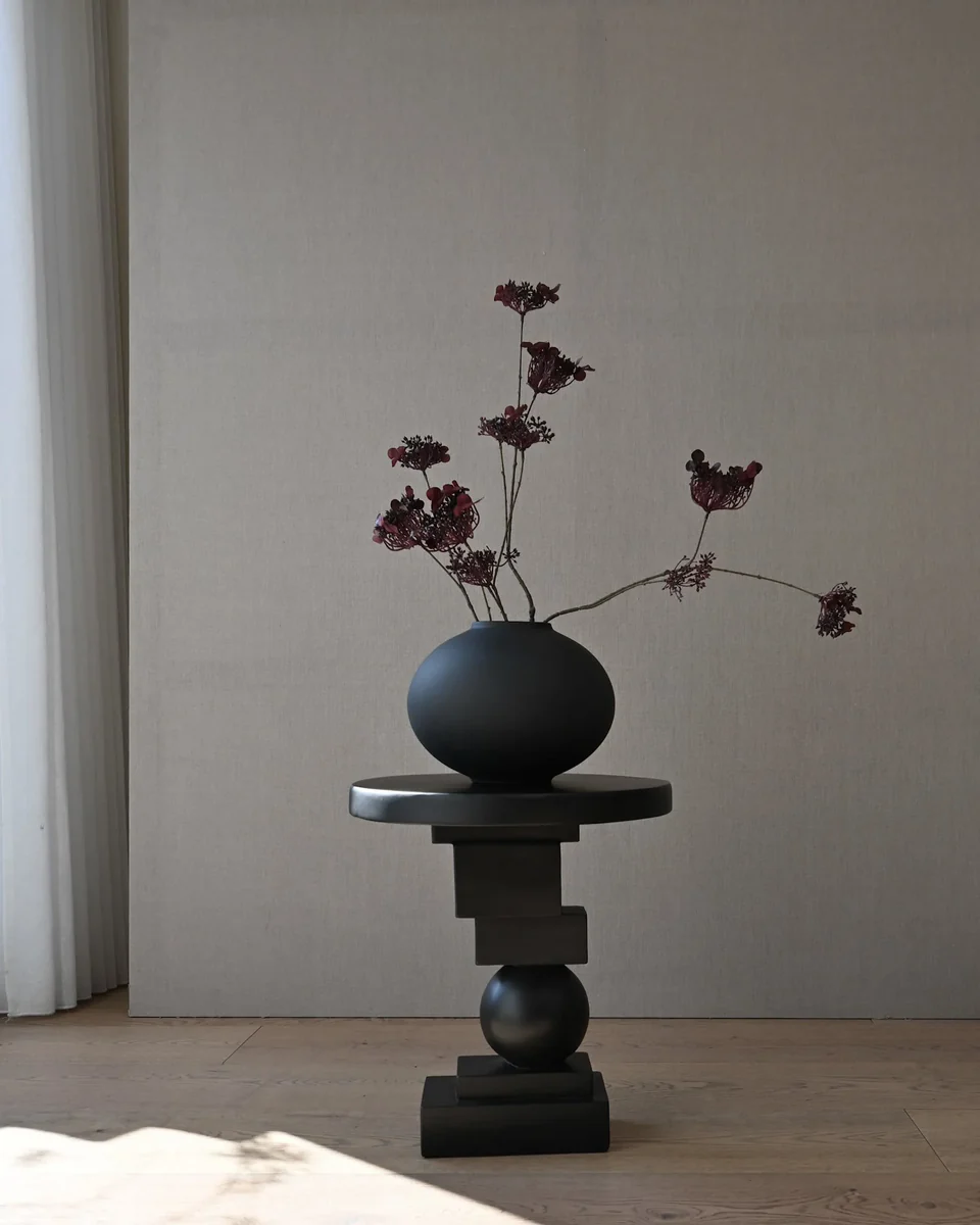 素直花瓶,胖型小 - 黑色