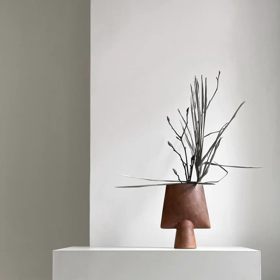 球形花瓶,四方形,迷你 - 赤紅色