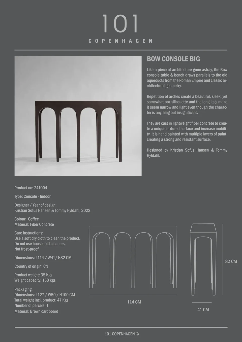 Bow拱門邊桌,大 - 咖啡色