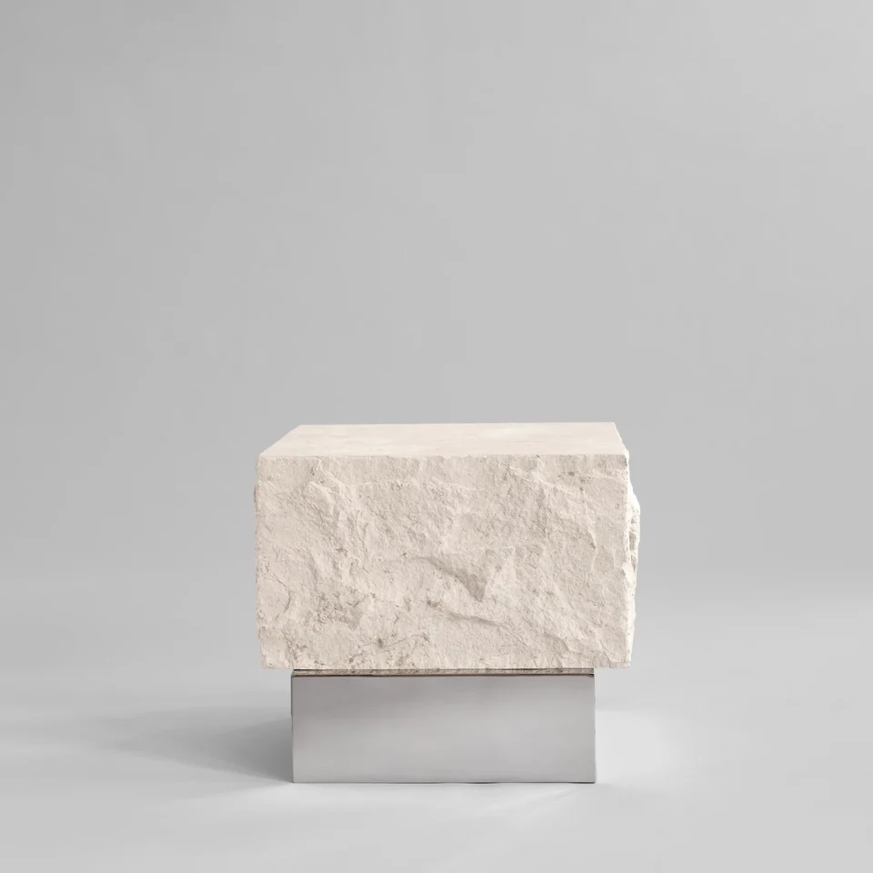 Temple 赫拉茶几,低 - 鍍鉻/石灰石