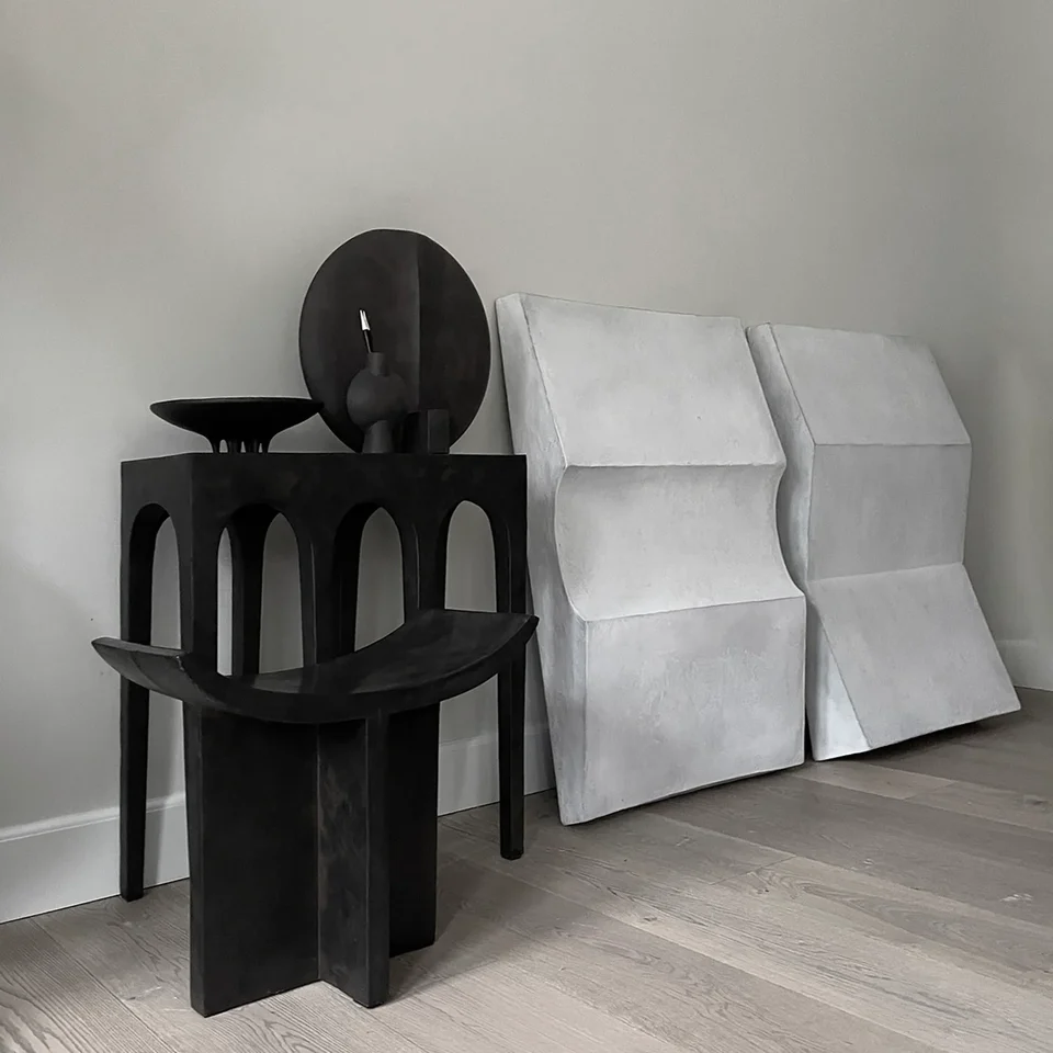 Sculpt 雕塑藝術壁飾,波浪,大 - 粉筆白