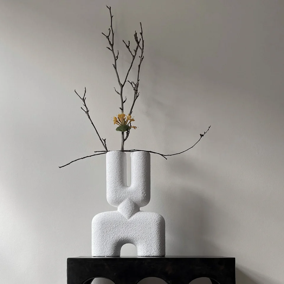 眼鏡蛇雙口花瓶,中型 – 泡泡白