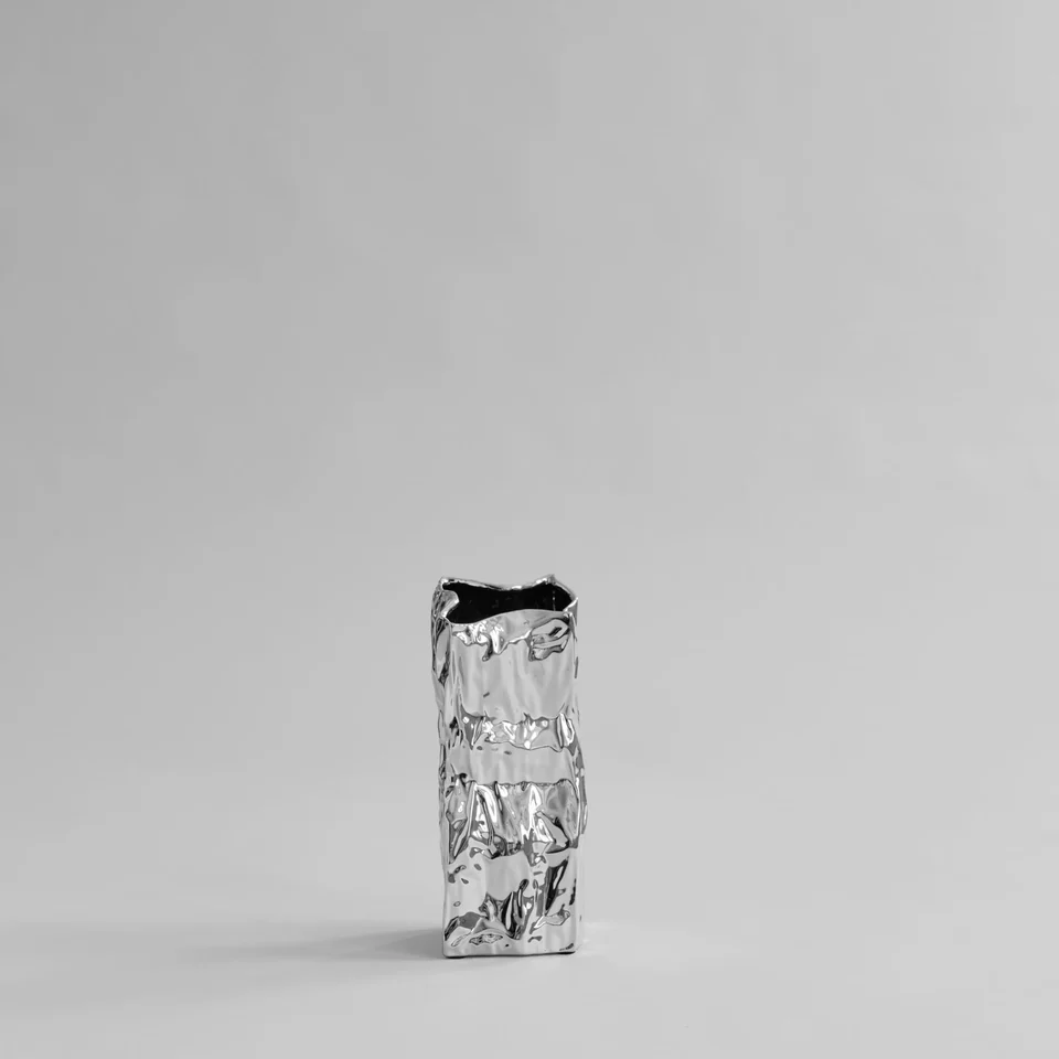 皺褶花瓶,中型 - 鉻銀