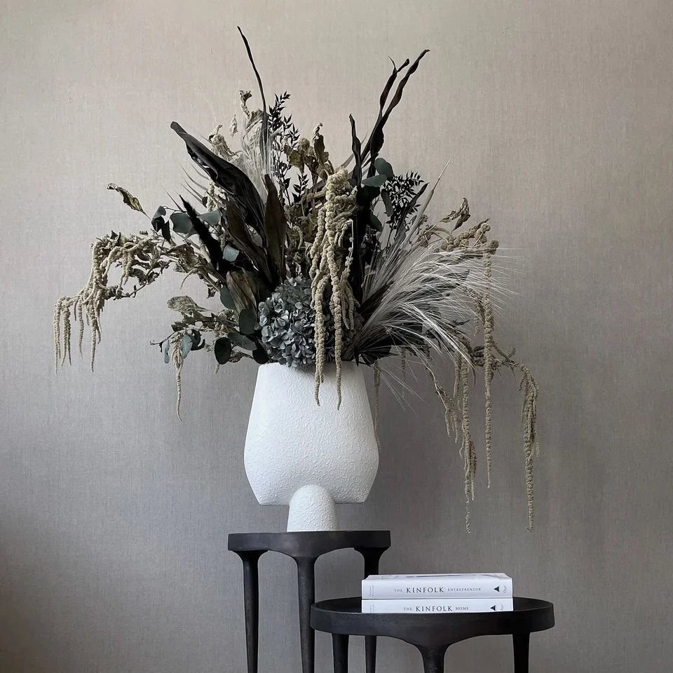 球形花瓶,四方形,大 - 泡泡白