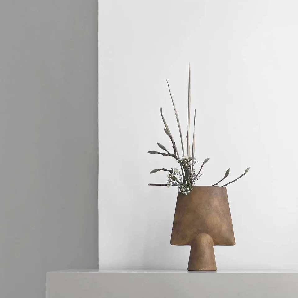 球形花瓶,四方形,迷你 - 土黃色