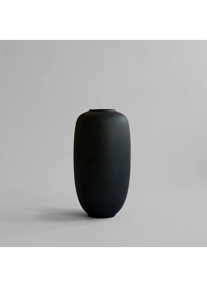 素直花瓶,細長大 - 黑