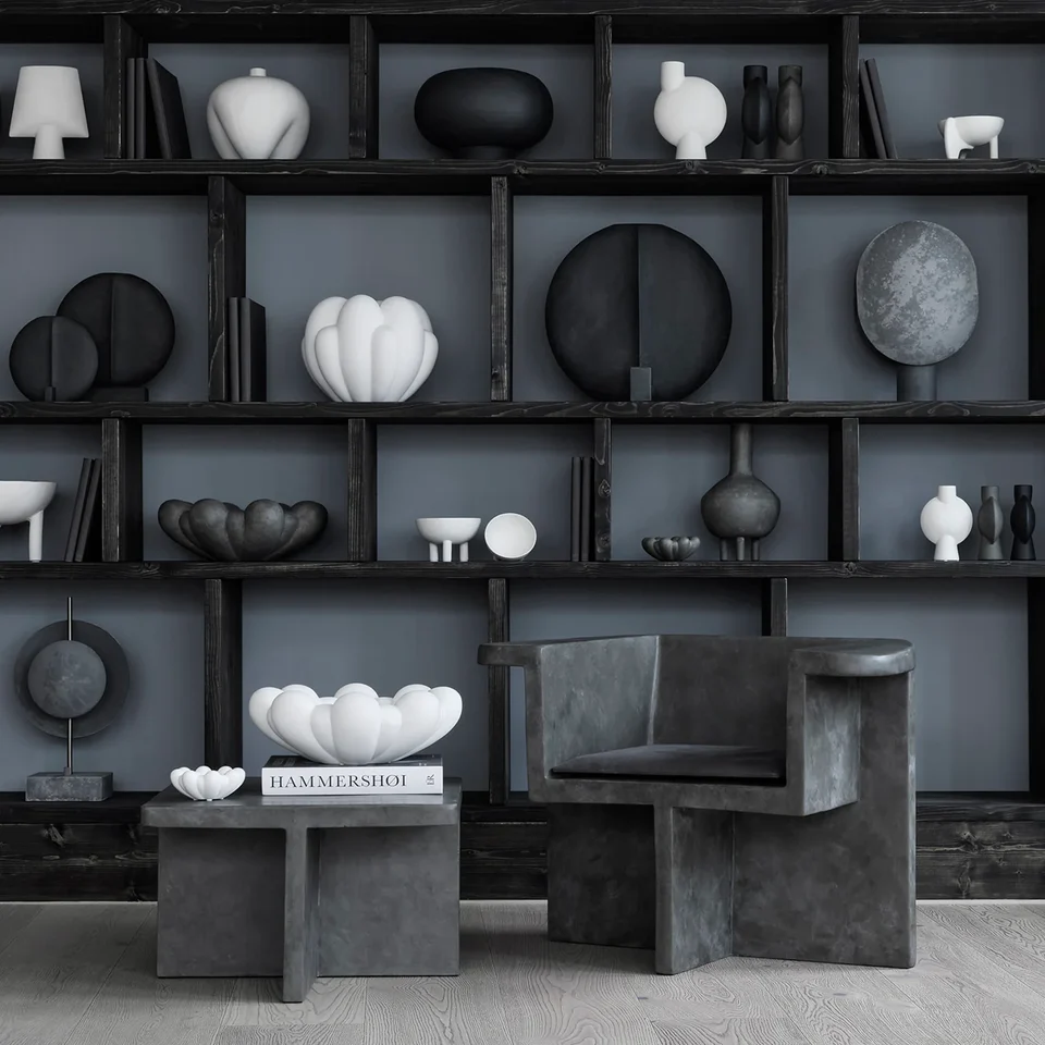 綻放花瓶,小 - 骨白色