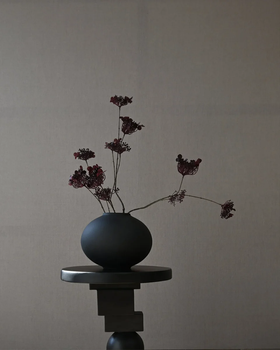 素直花瓶,胖型小 - 黑色