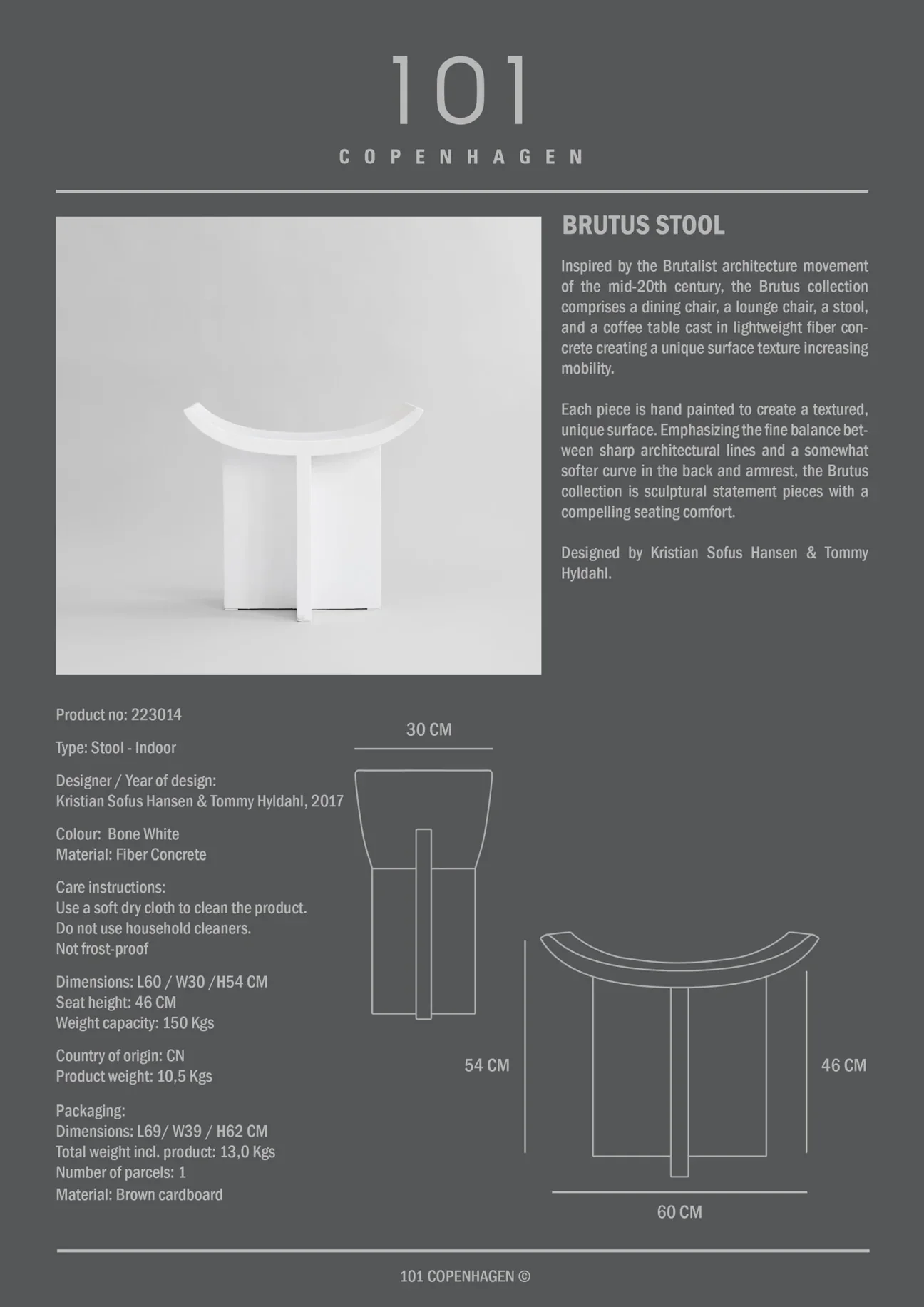 Brutus凳 - 骨白色