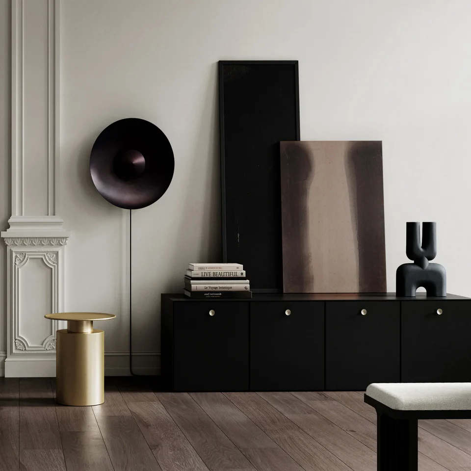 柱桌,高 - 黃銅色