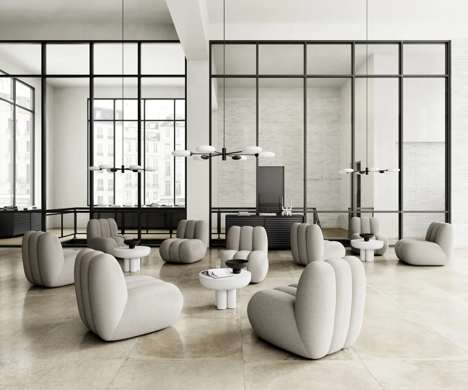 皇冠桌,低 - 骨白色