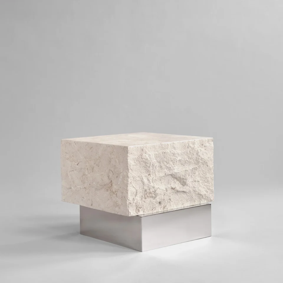 Temple 赫拉茶几,低 - 鍍鉻/石灰石