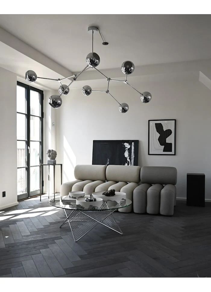 滴形圓球吊燈,大 - 鉻色(5m)