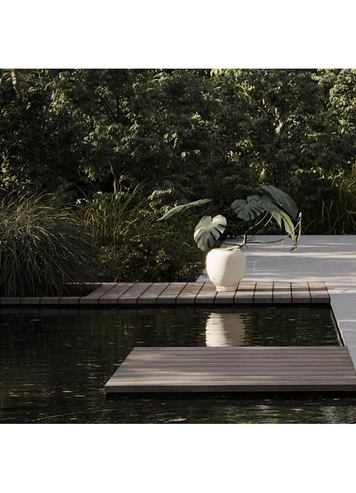 素直植栽盆,霧面中 - 樺木色