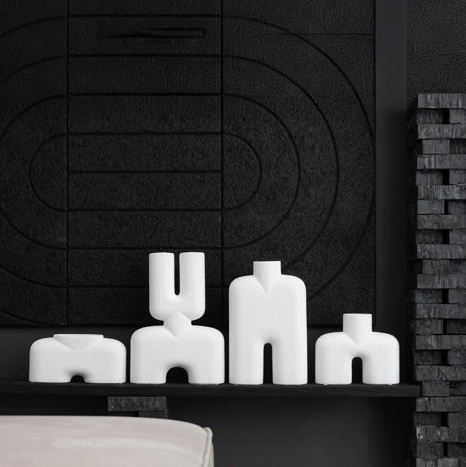 眼鏡蛇雙口花瓶,中型 – 泡泡白