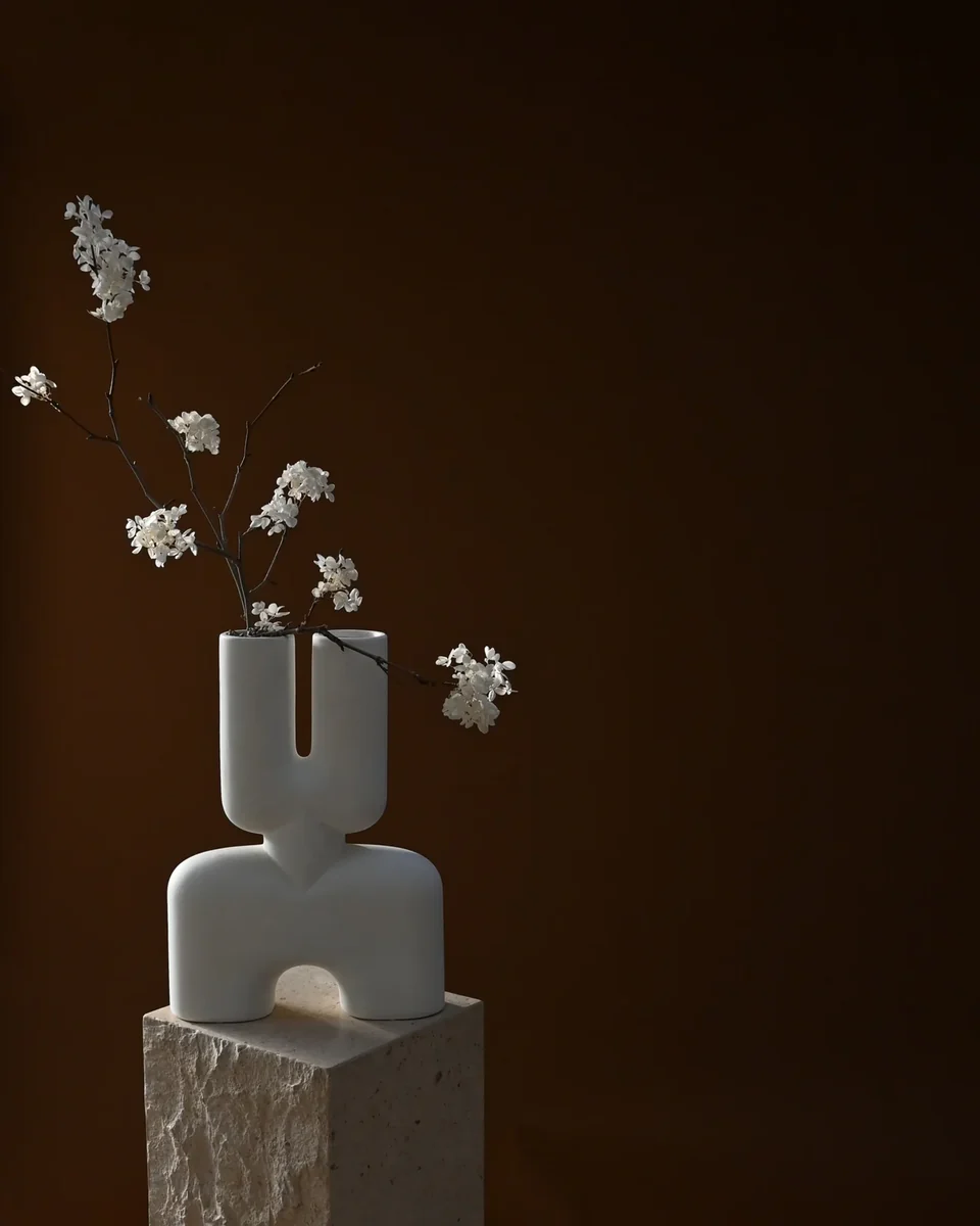 眼鏡蛇花瓶,中型 - 骨白色