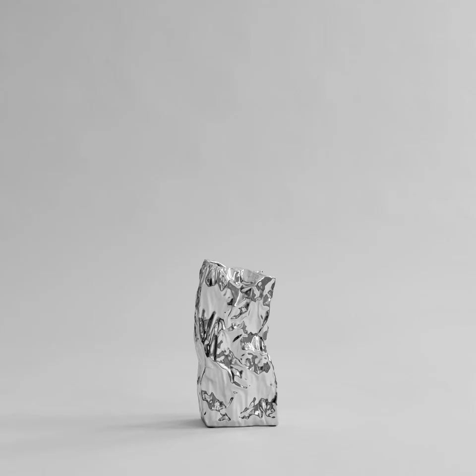 皺褶花瓶,中型 - 鉻銀