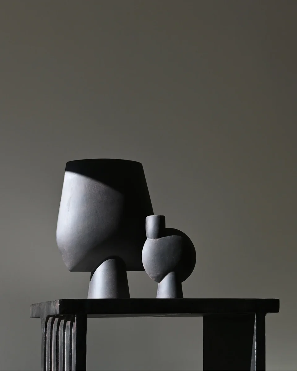 球形花瓶,四方形,大 - 咖啡色