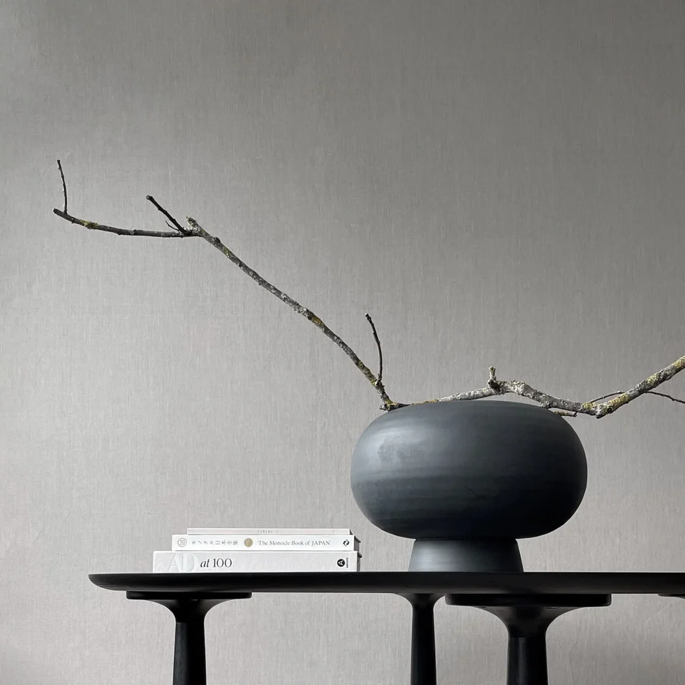 Kabin 圓形花瓶,寬口 - 黑色