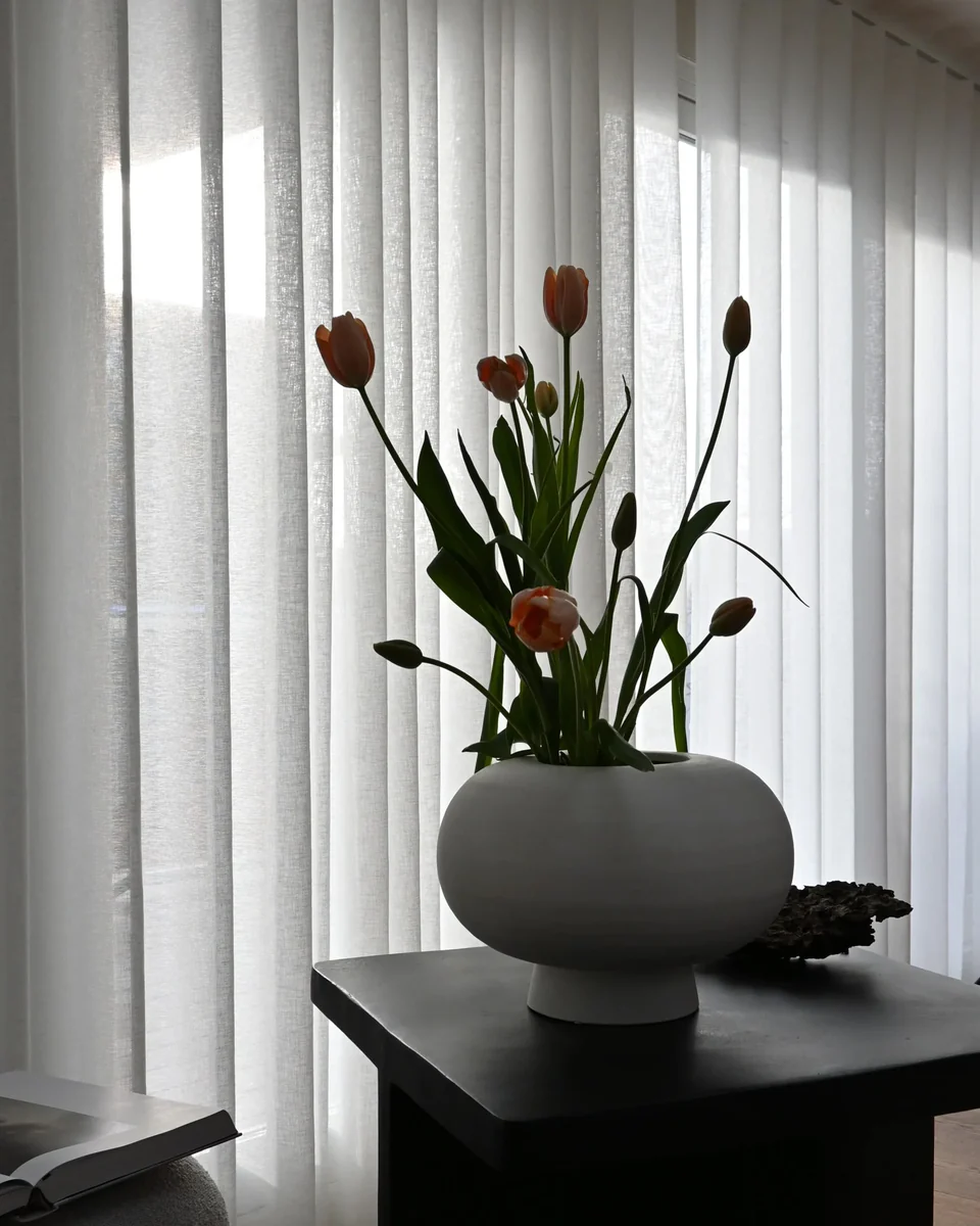 Kabin 圓形花瓶,寬口 - 骨白色