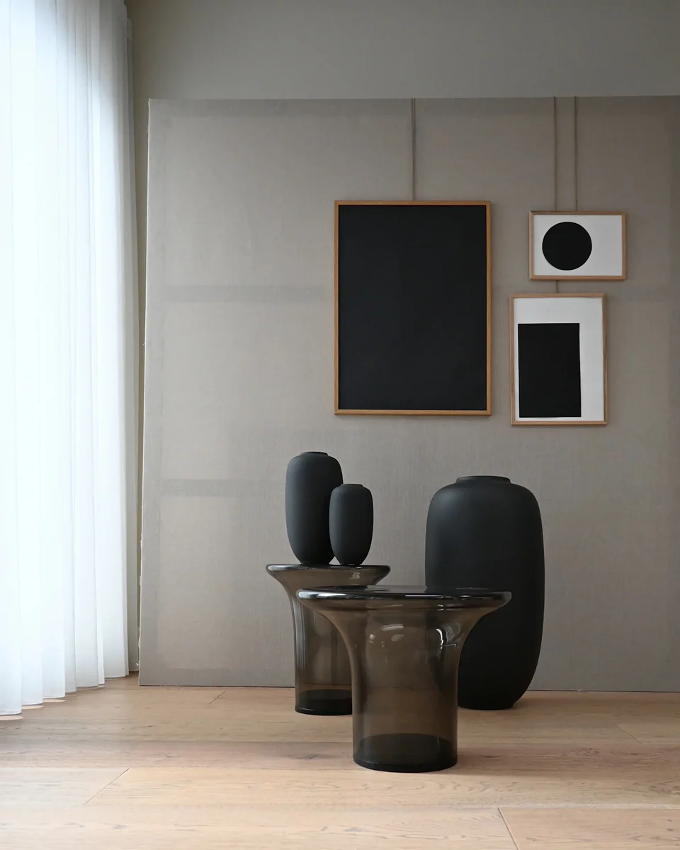 素直花瓶,細長特大 - 黑色