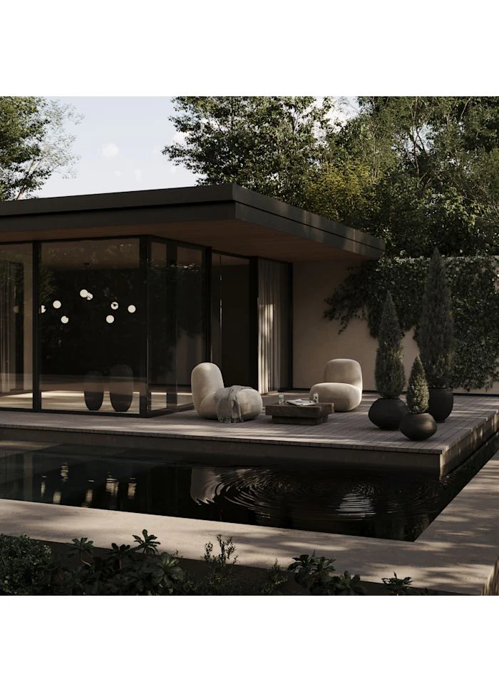 素直花瓶,細長大 - 黑