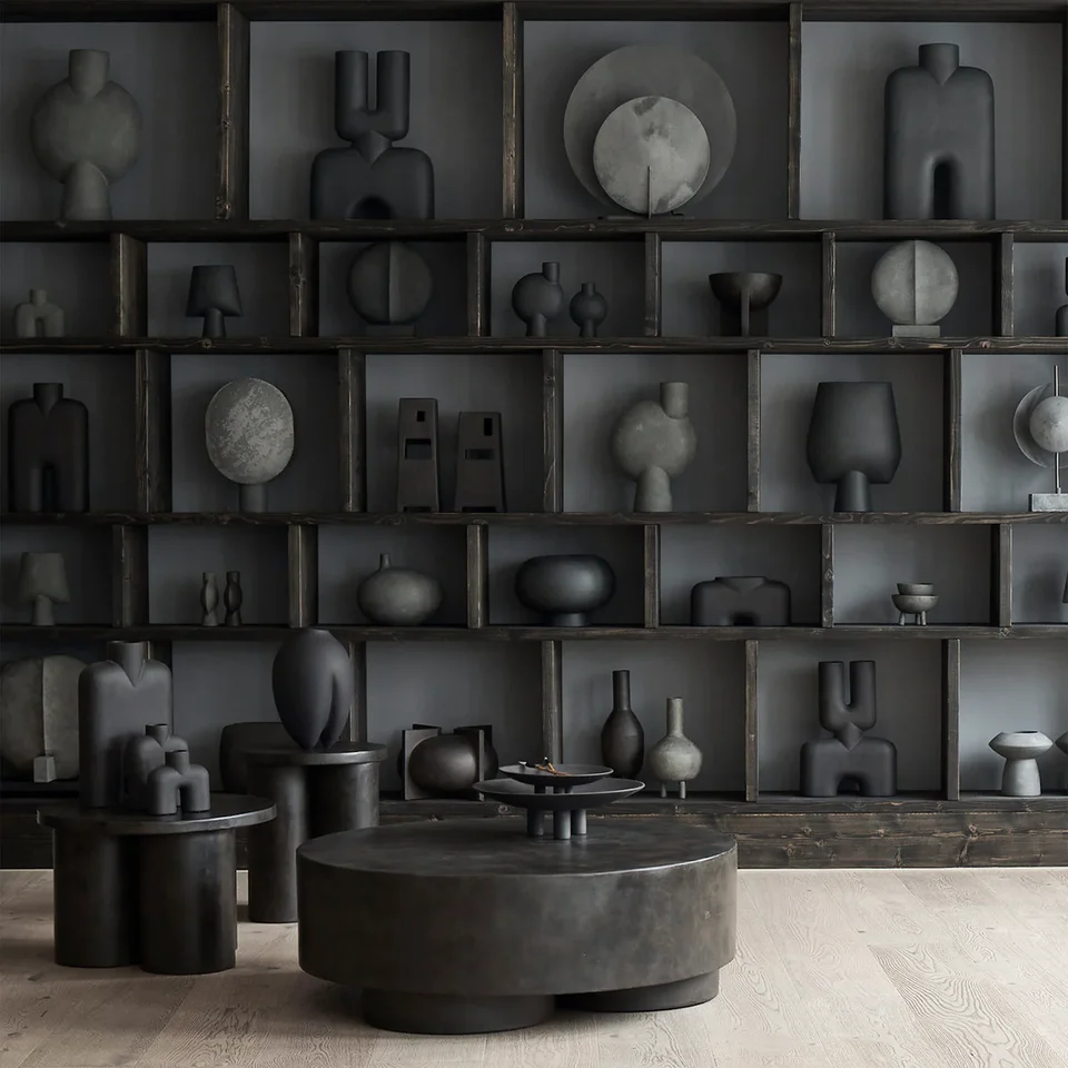 相撲花瓶,細長 - 咖啡色