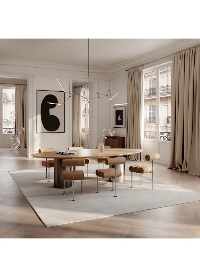 Hiro 餐椅 - 拋光不鏽鋼 - 磨砂牛皮革