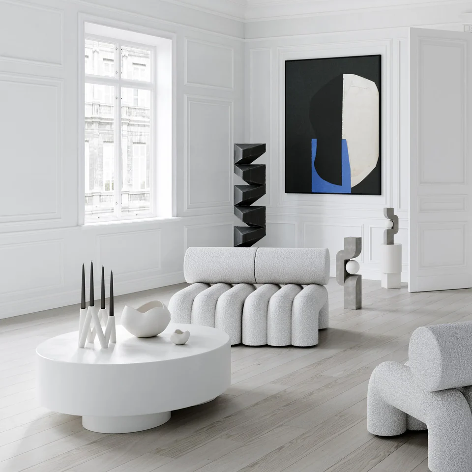 W形燭台 - 骨白色