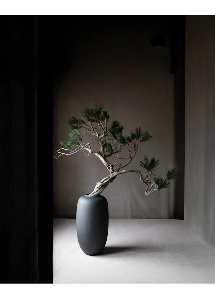 素直花瓶,細長大 - 黑