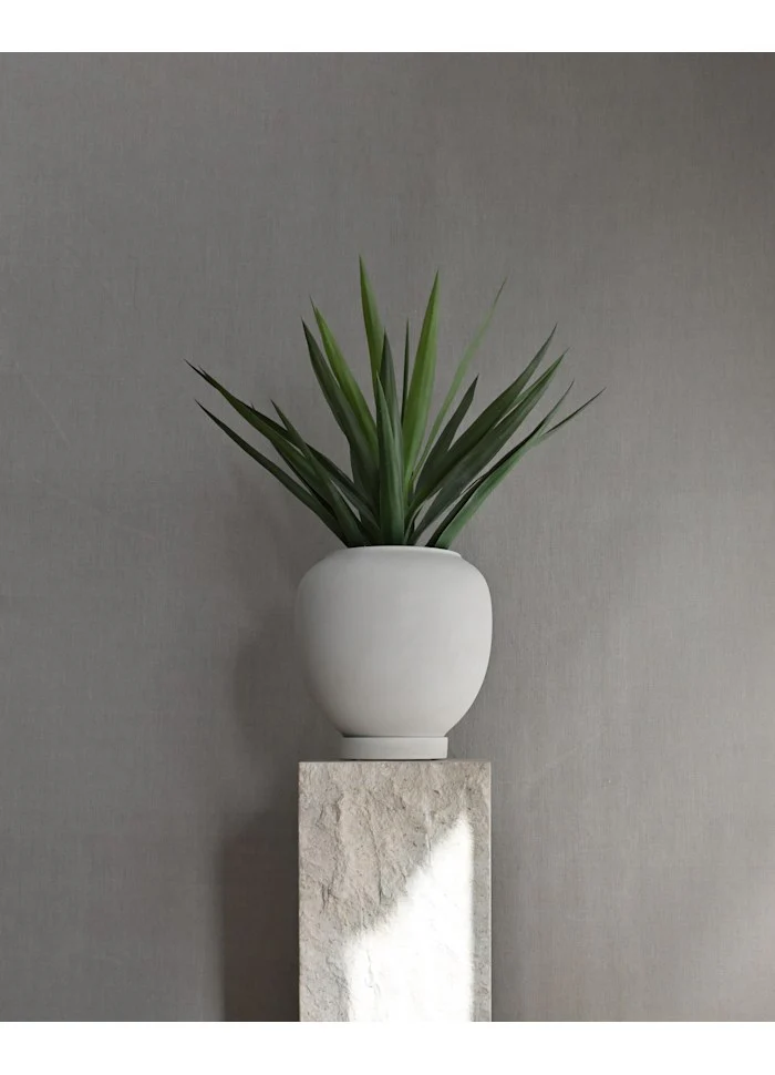 素直植栽盆,霧面中 - 樺木色