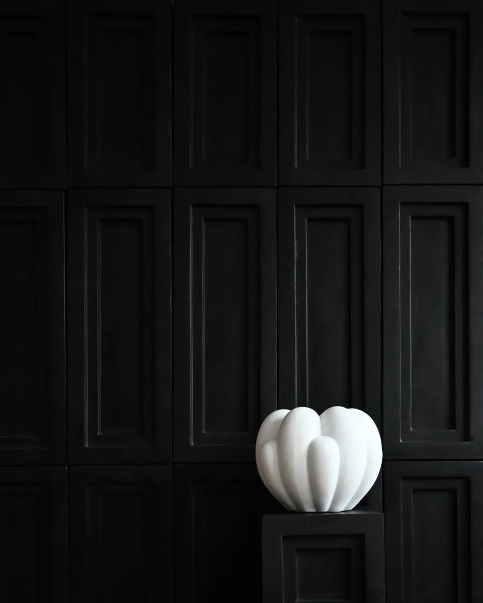 綻放花瓶,小 - 骨白色