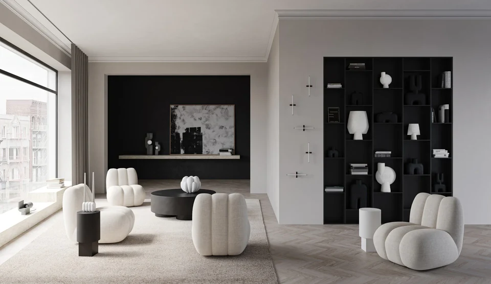 球形花瓶,網紋四方形,迷你 - 骨白色