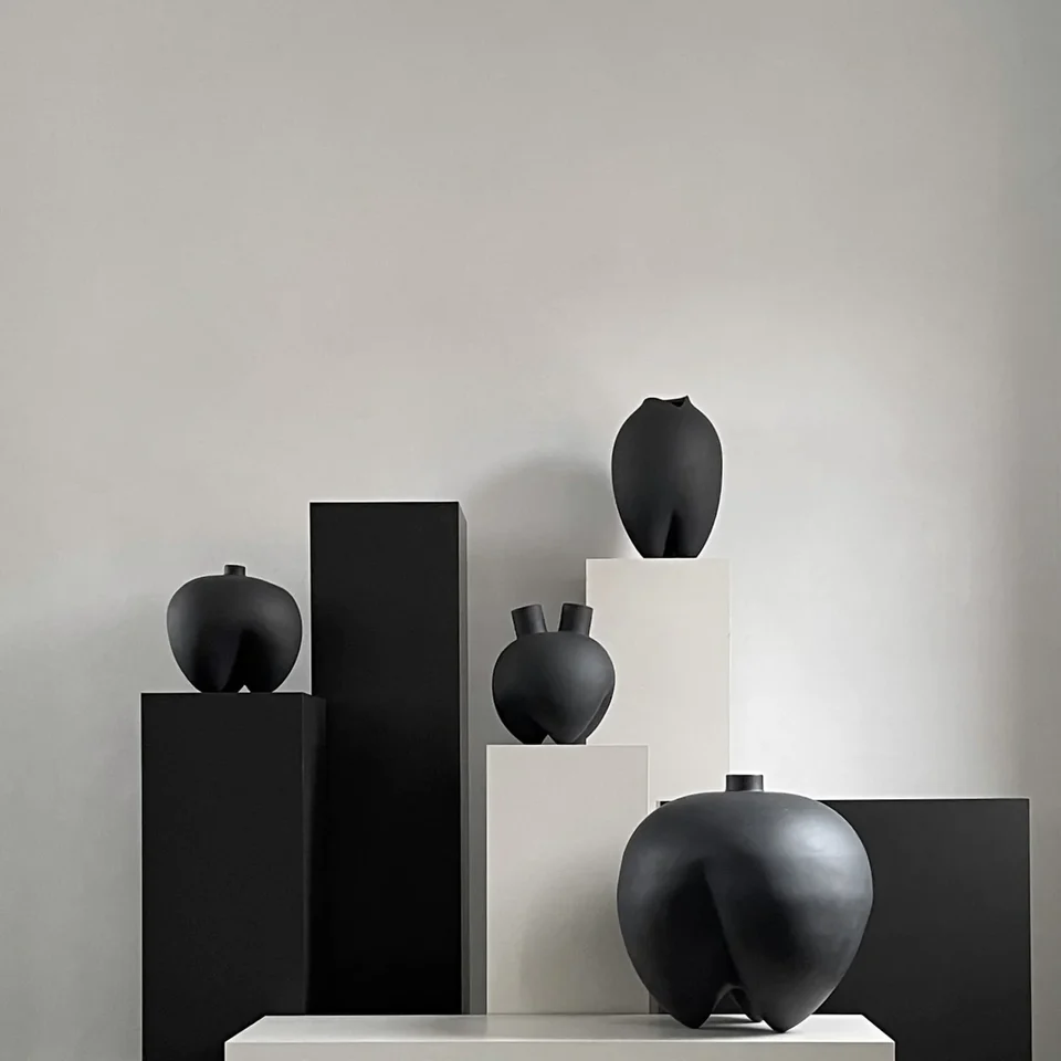 相撲花瓶,牛角 - 咖啡色