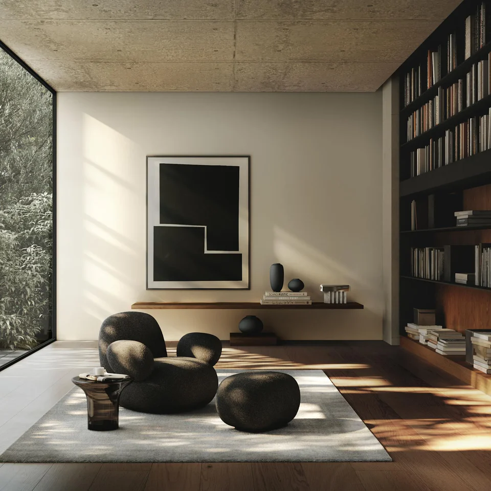 Toe扶手椅,平面 - 深灰褐色