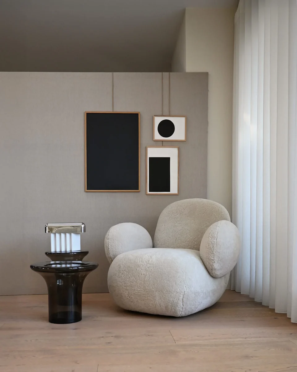 Toe扶手椅,平面,羊毛皮 - 貝殼沙色