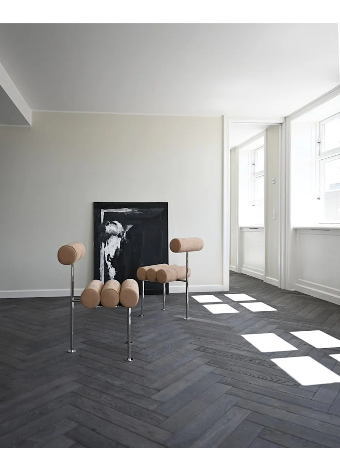 Hiro 餐椅 - 拋光不鏽鋼 - 磨砂牛皮革