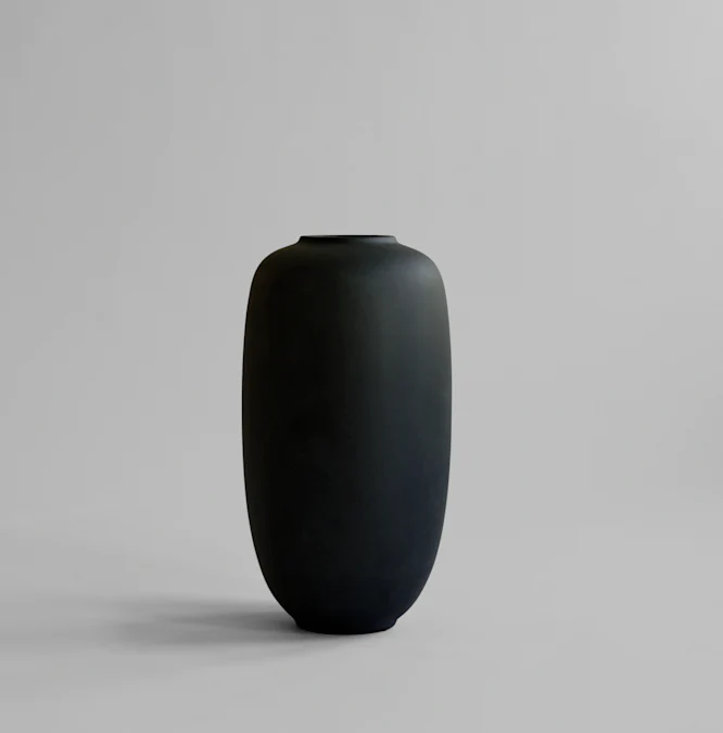 素直花瓶,細長大 - 黑