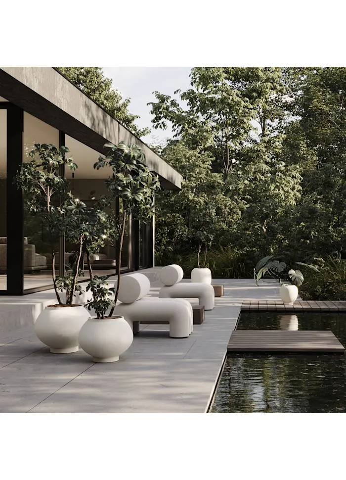 素直植栽盆,霧面中 - 樺木色