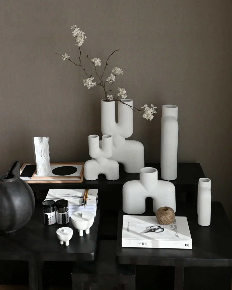 眼鏡蛇花瓶,高型,迷你 - 骨白色