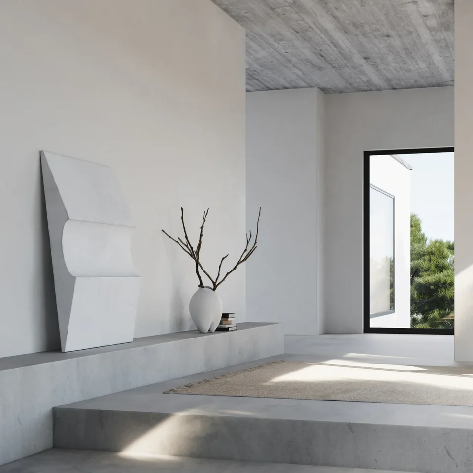 相撲花瓶,細長 - 骨白色